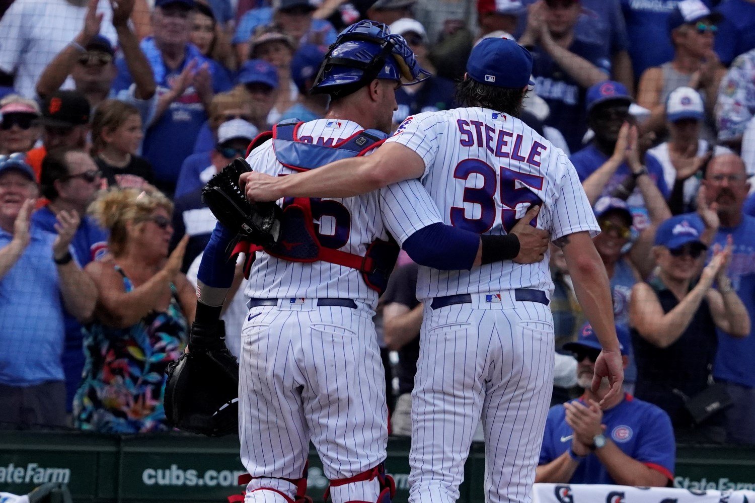 Chicago Cubs starting pitcher Justin Steele (35) in action during